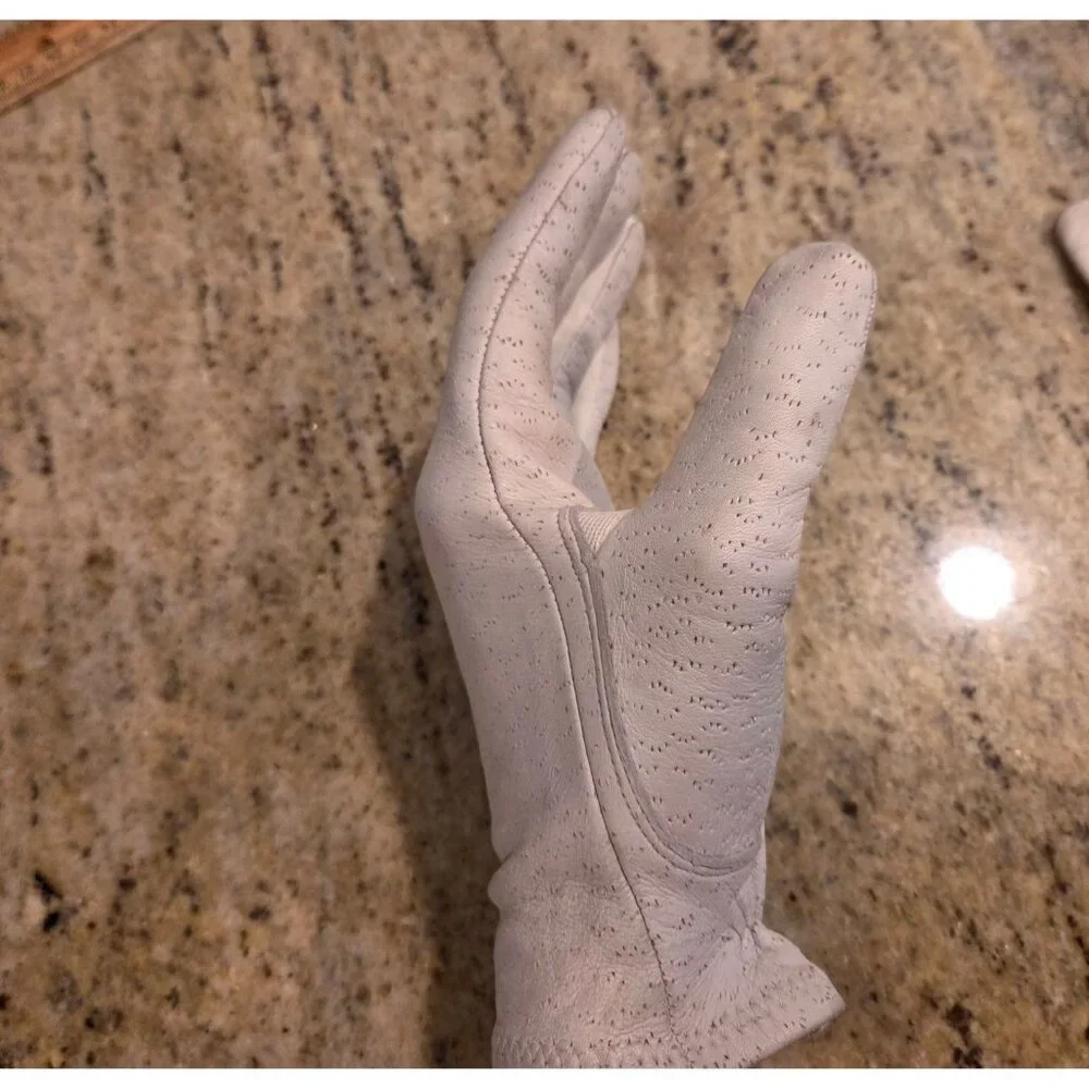Vintage Womens Size L Gray Leather Stretch Deerskin Gloves